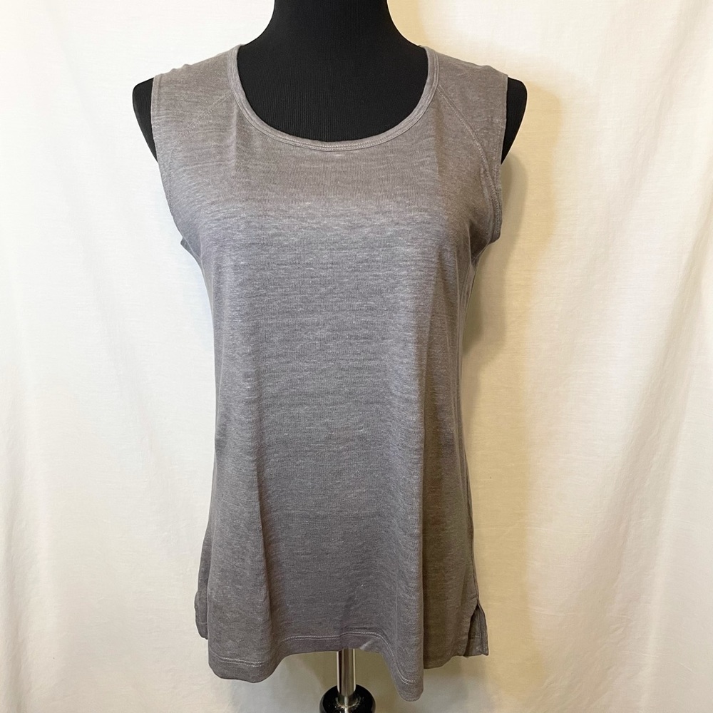Kenar Grey Linen Hi Low Tank Blouse - S